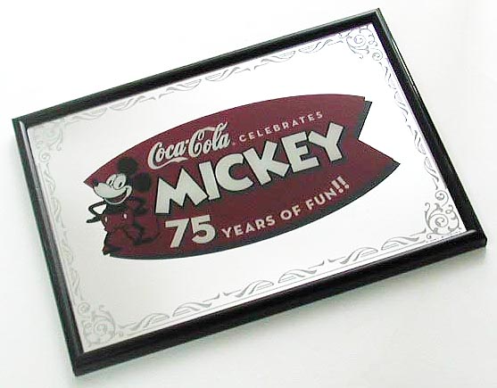 ミッキーマウス コカコーラ 75周年　パブミラー コカコーラ&ミッキー・マウス75周年記念パブミラー/ケンズアメリカ